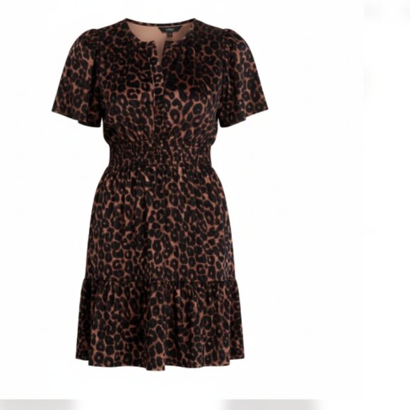French Connection Women's Leopard Velvet Dress Size L,XL,XXL NWT  Pockets NWT - Picture 4 of 16